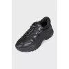 Black leather sneakers