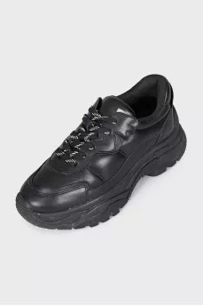 Black leather sneakers