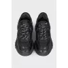 Black leather sneakers