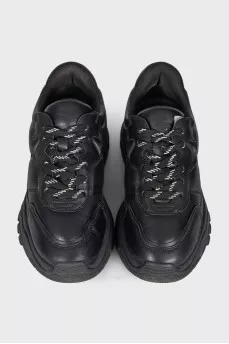 Black leather sneakers
