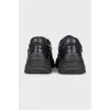 Black leather sneakers