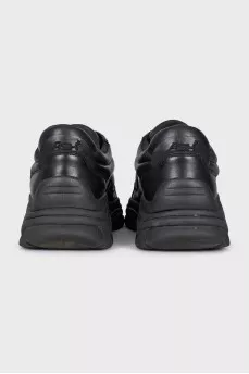Black leather sneakers