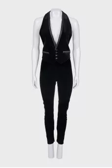 Velvet suit with a vest
