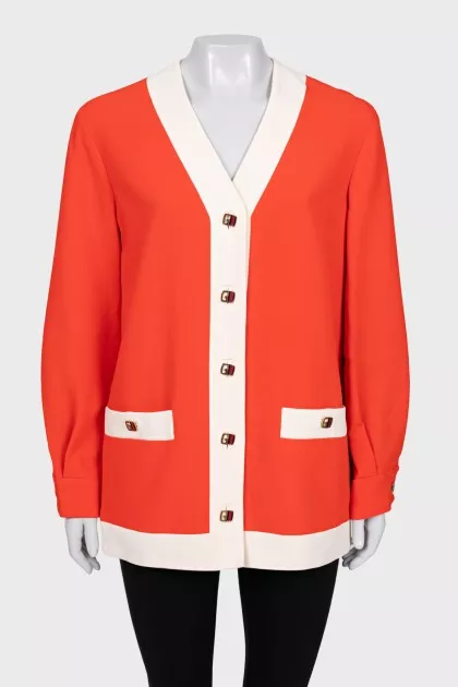 Straight-cut cardigan with buttoned pockets