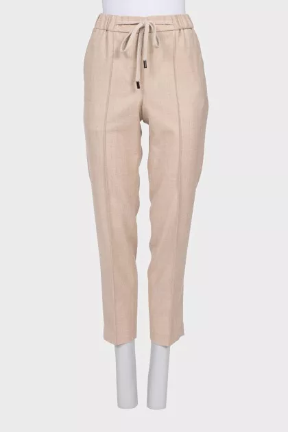 Beige trousers with metallic thread