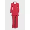 Red silk suit