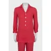 Red silk suit
