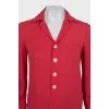 Red silk suit