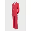 Red silk suit