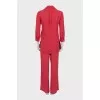 Red silk suit
