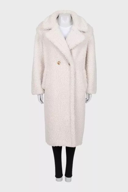 White teddy fur coat
