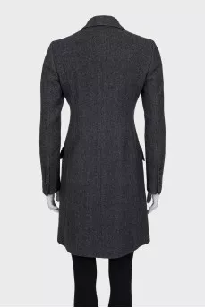 Двубортное серое пальто