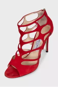 Suede sandals with cutout details