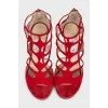 Suede sandals with cutout details
