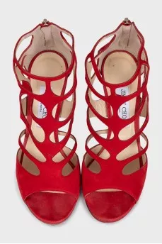 Suede sandals with cutout details