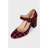 Red suede checkered shoes