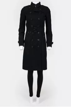 Double-breasted trench coat with belt