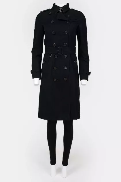 Double-breasted trench coat with belt