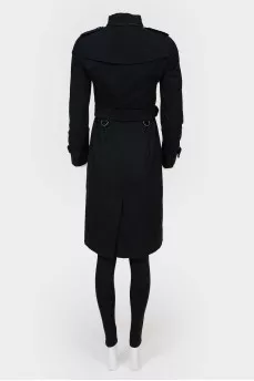 Double-breasted trench coat with belt