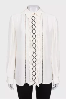 White blouse with ruffles with tag