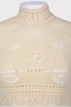 Vintage knitted sweater with a fastener