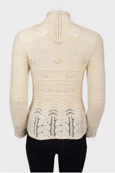 Vintage knitted sweater with a fastener