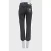 Cropped gray jeans with embroidery