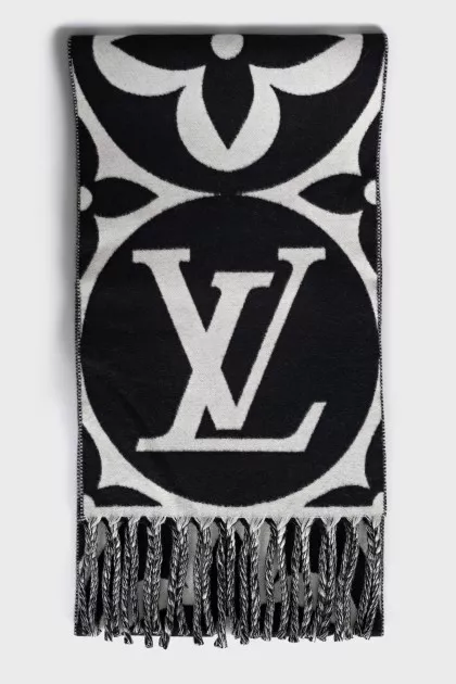 Wool scarf with brand logo
