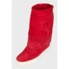 Red suede boots