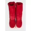 Red suede boots