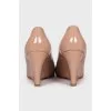 Beige wedge shoes