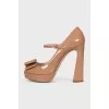 Brown patent leather shoes