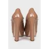 Brown patent leather shoes
