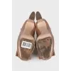 Brown patent leather shoes