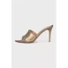 Gold-colored leather mules