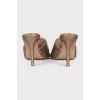 Gold-colored leather mules