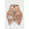 Gold-colored leather mules
