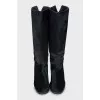 Black pony skin boots