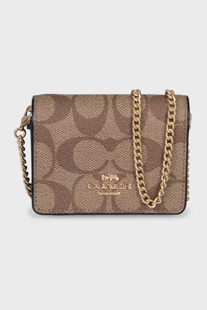 Mini chain bag with signature print