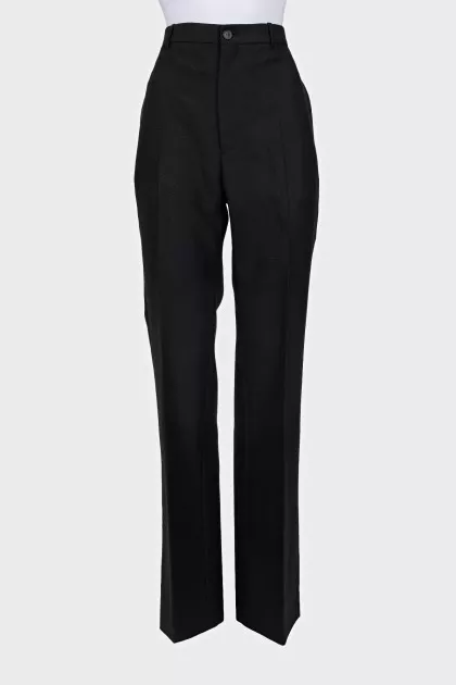 High-waisted wool trousers