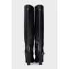 Leather boots with silver logo