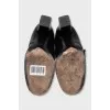 Leather boots with silver logo