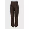 Brown wool and linen trousers