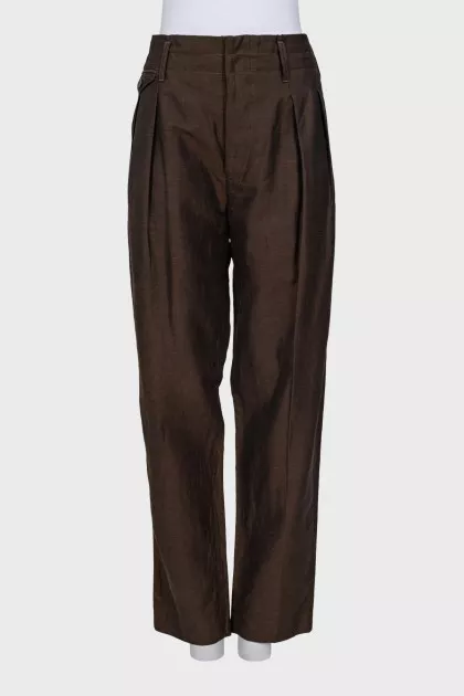 Brown wool and linen trousers