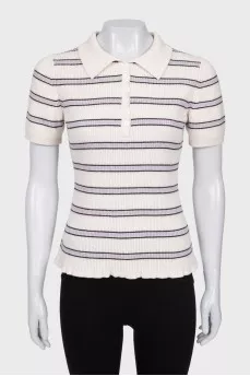 Striped wool polo shirt