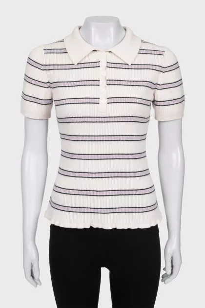 Striped wool polo shirt