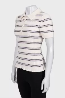 Striped wool polo shirt