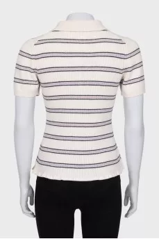 Striped wool polo shirt