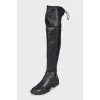 Black leather over-the-knee boots