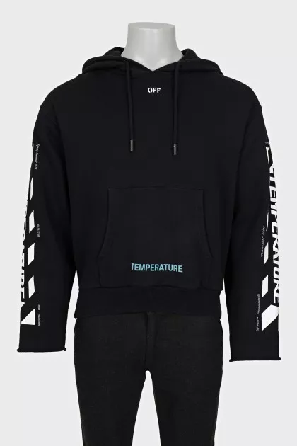 Men's black printed hoodie